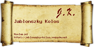 Jablonszky Kolos névjegykártya